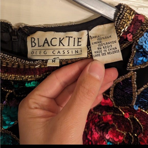 Black Tie Oleg Cassini vintage sequin shirt - Picture 3 of 3